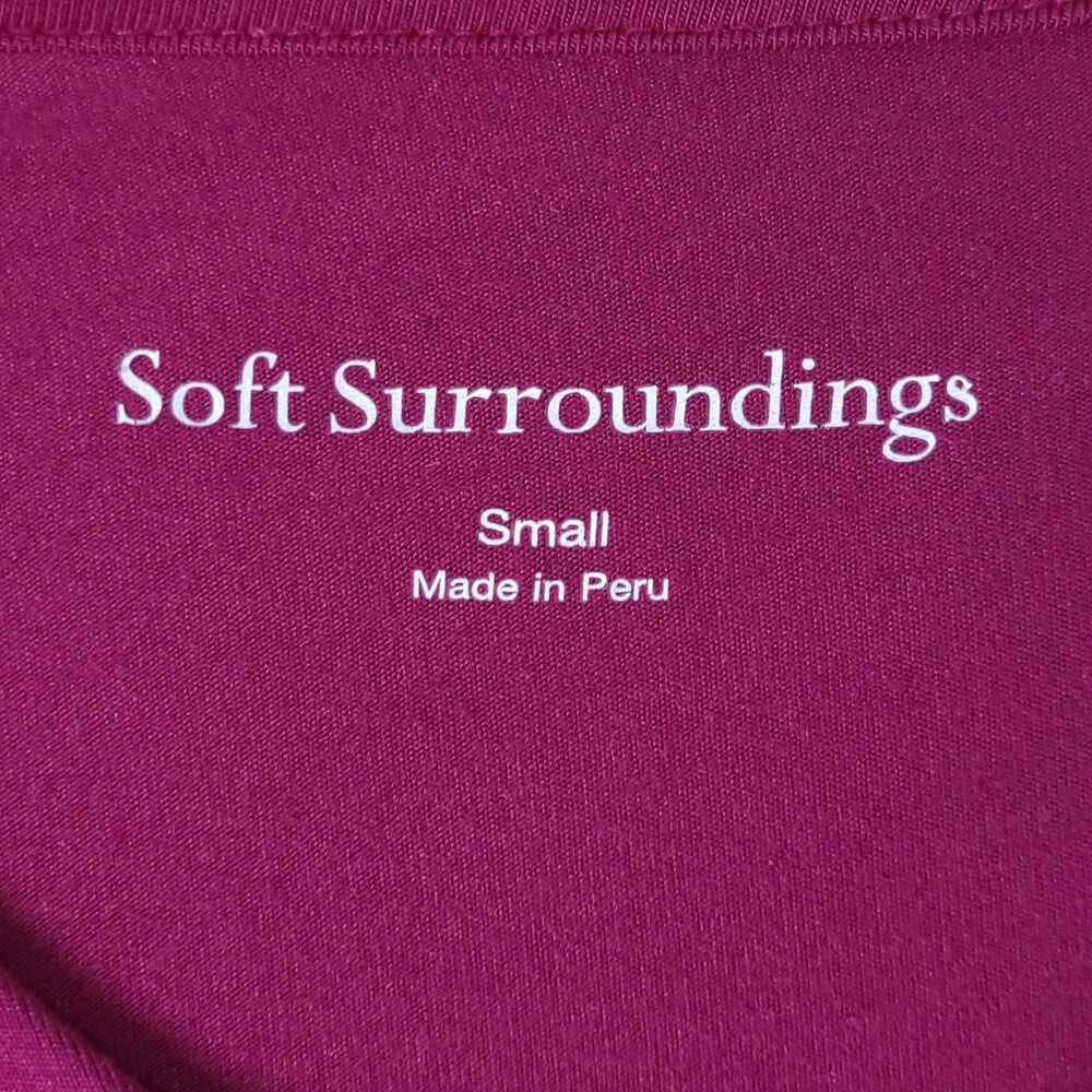 Soft Surroundings Tunic Top Blouse Pink Size Small V-Neck Asymmetrical Hem - Picture 2 of 6